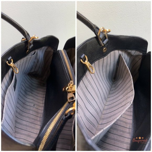Authentic LOUIS VUITTON Black Monogram Empreinte Montaigne GM Bag W/ Strap - Picture 10 of 13